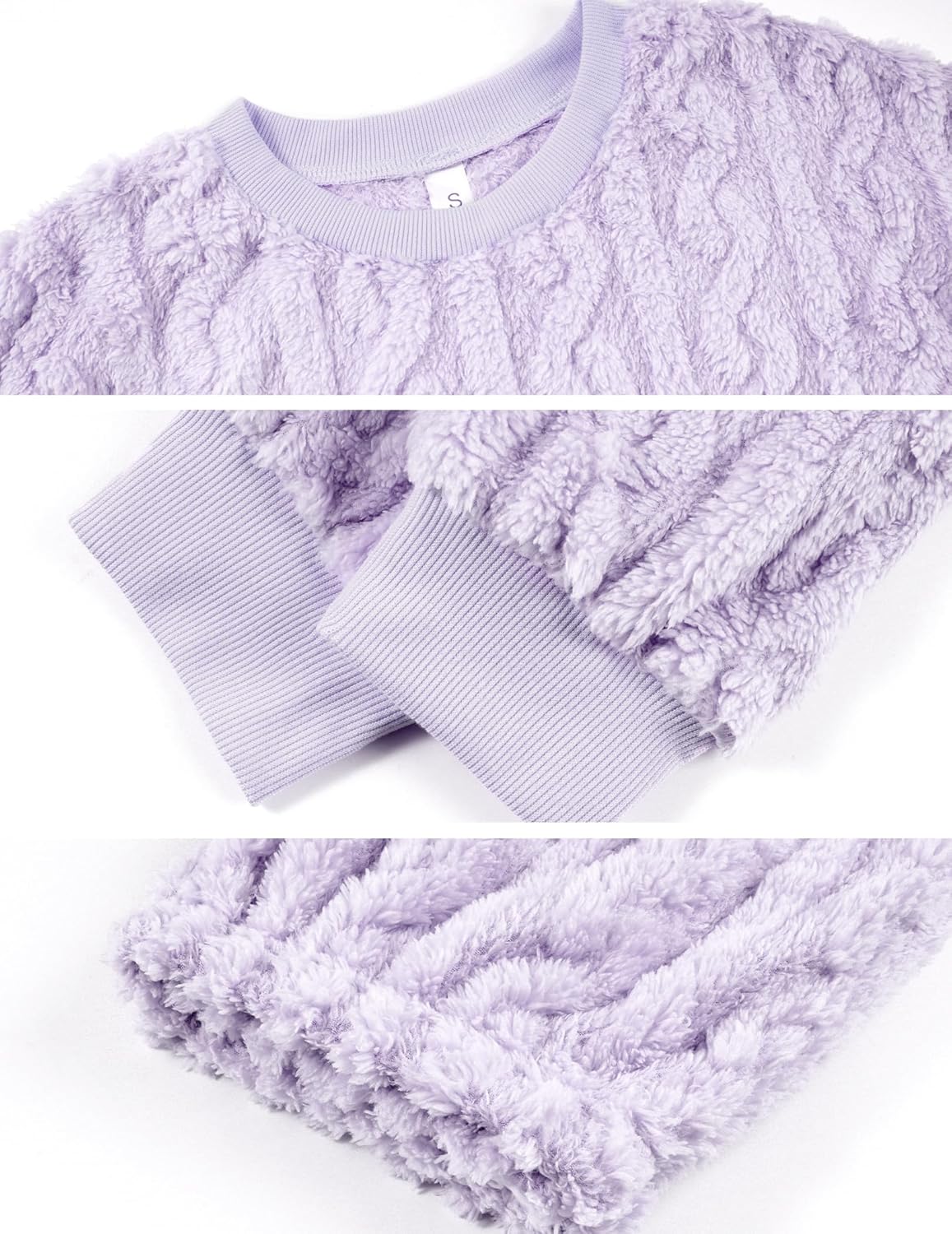 Pajamas Sets for Women Soft Comfy Fluffy Pajama Fleece Pullover Ribbed Pjs Warm Plush Lounge Sleepwear - Image 5