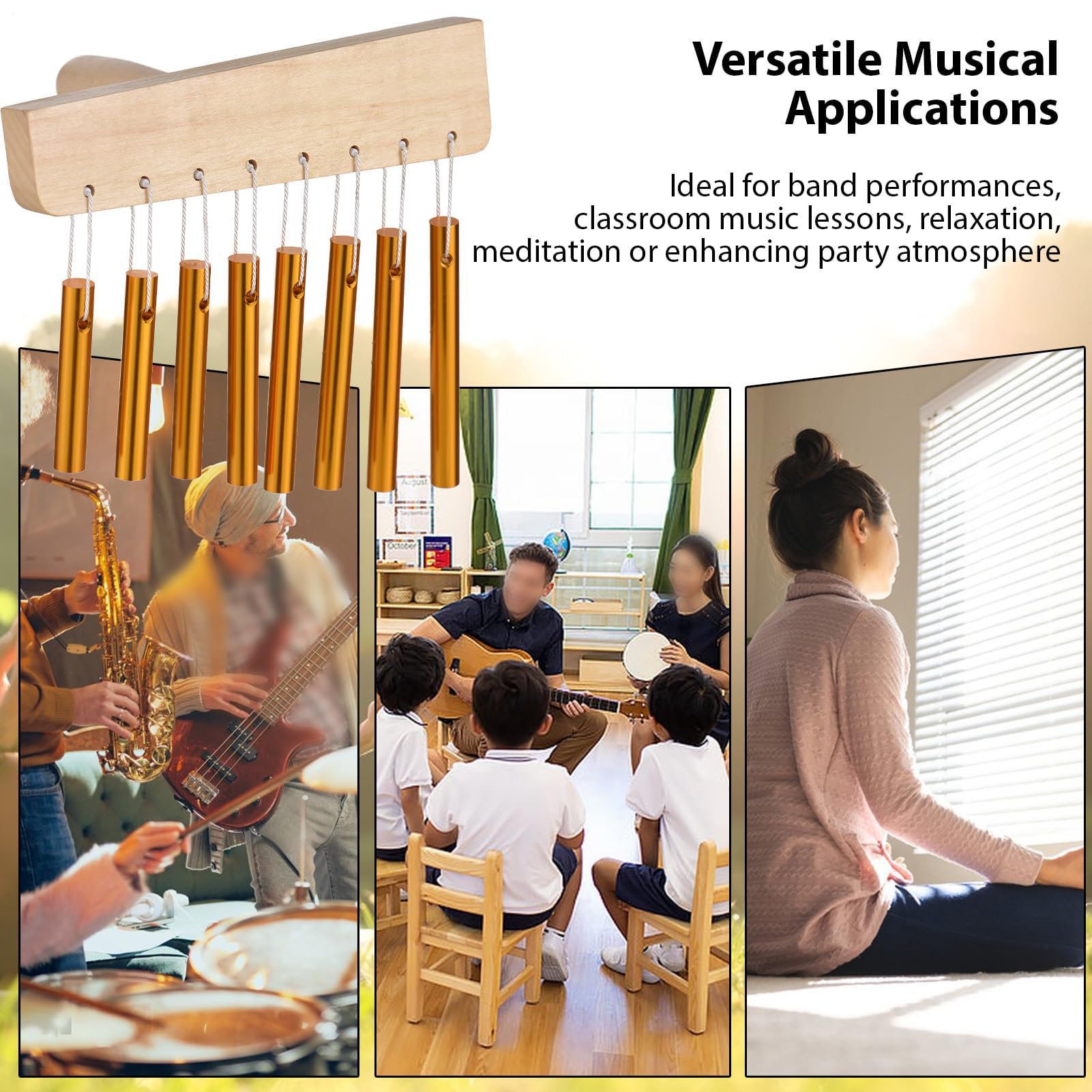 CHIMES Instrumento, Percussion CHIMES - Campana de una sola, Getter atención en clase, decoración musical, accesorios de meditación para la práctica y el rendimiento