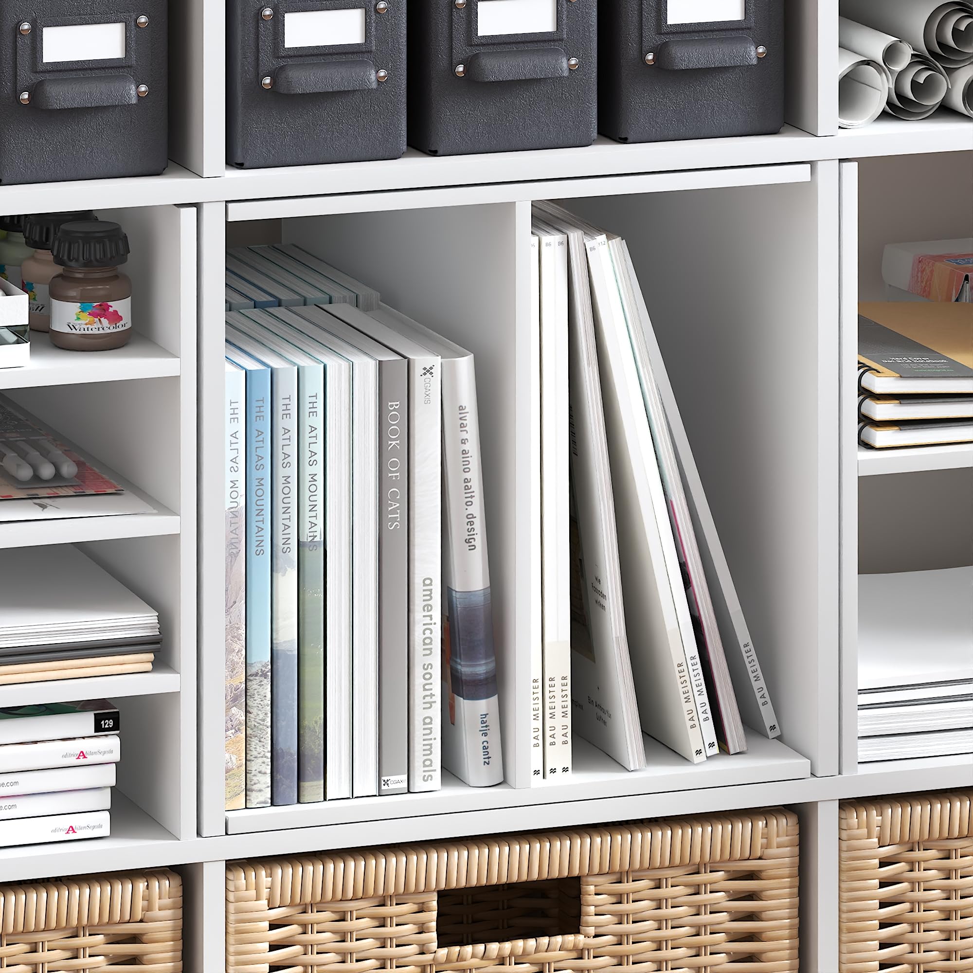 Furinno Cubicle H-Shelf Cube Insert, 2-Tier Cube Organizer, Plain White