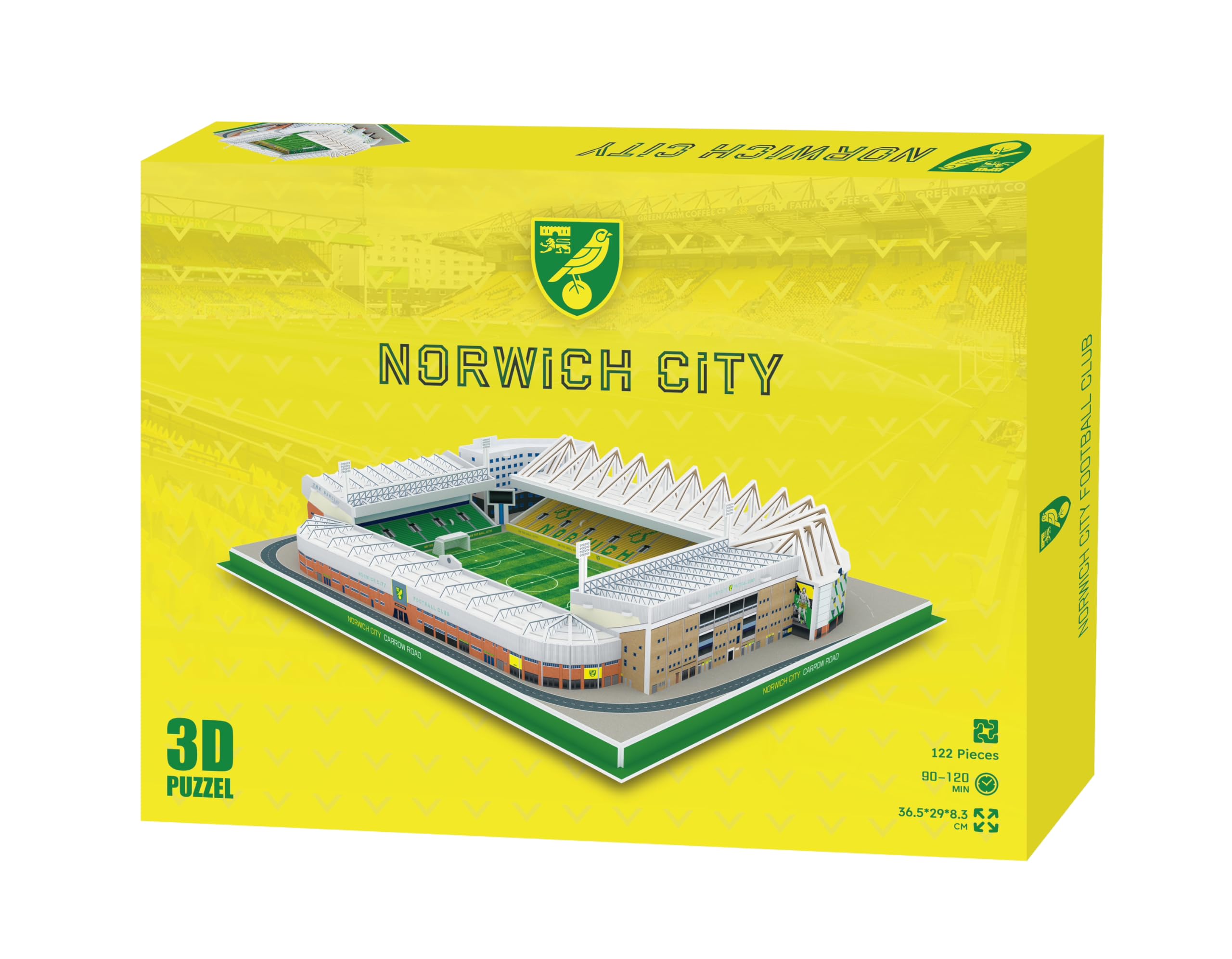 3D puzzles (Norwich City), Norwich City Stadium: Carrow Road Stadium, 36.5 cm x 29 cm x 8.3 cm