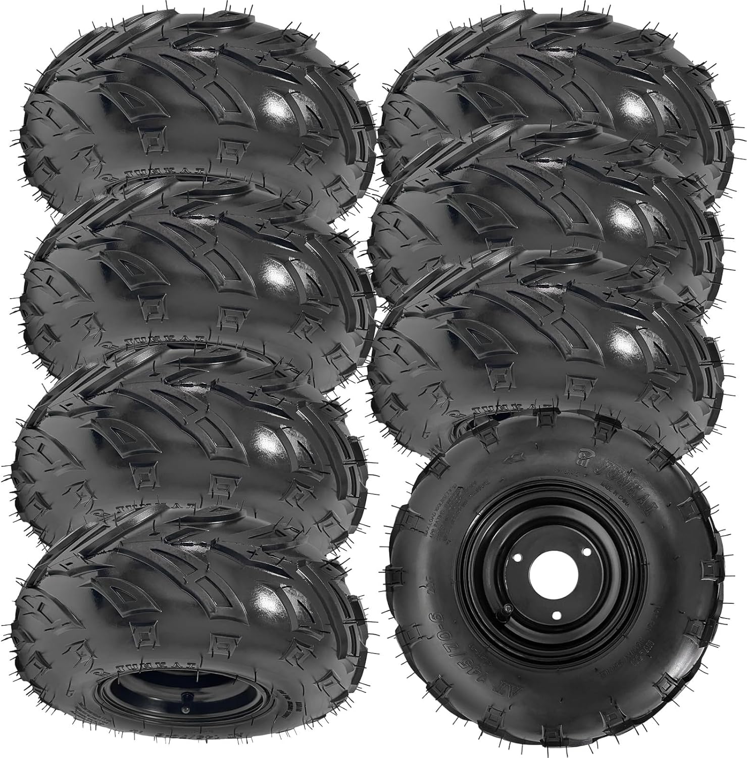 145/70-6 145-70-6 Wheels Go Kart ATV Tires with Rims 3 Bolt All Terrains for ATV UTV Go Kart 4 Wheelers Mini Bike Golf Cart Lawn Mower Buggy Quad Mini Bikes Drift Trike Tricycle (Set of 8)
