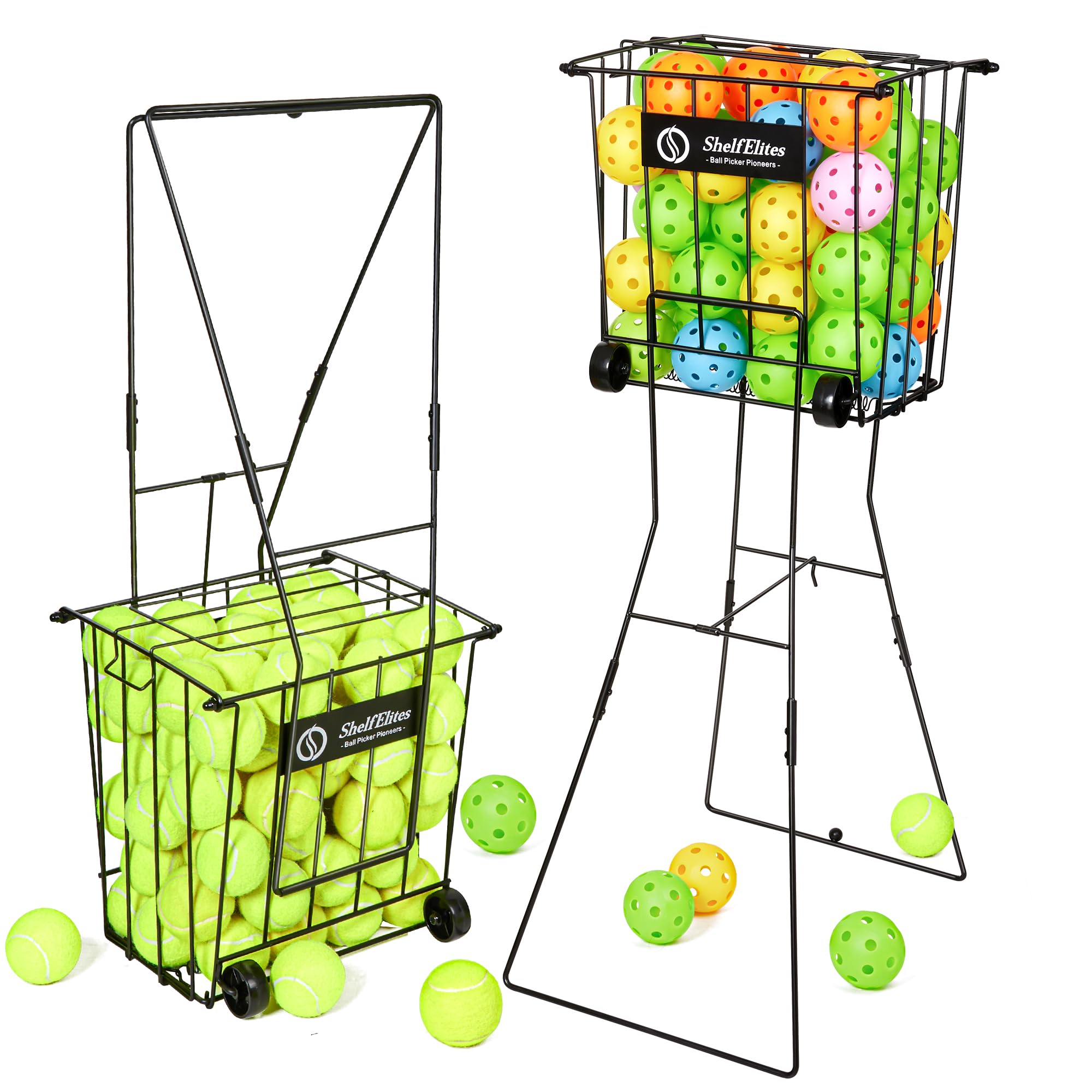 ShelfElites Tennis Ball Hopper, Tennis Ball Picker, Tennis Ball Basket