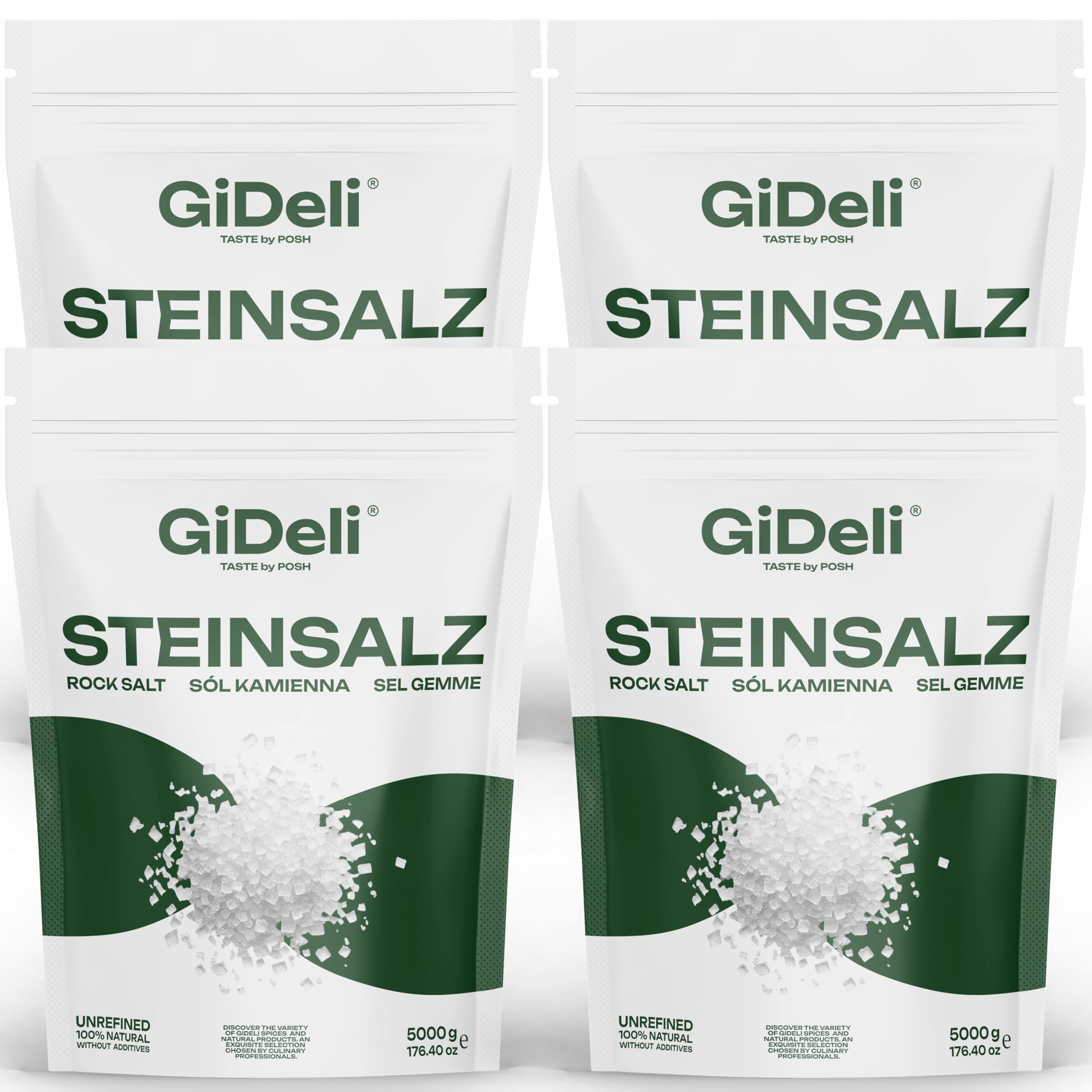 GiDeli Sal gorda 20 kg en 4 bolsas, cristales de roca gruesa sin refinar