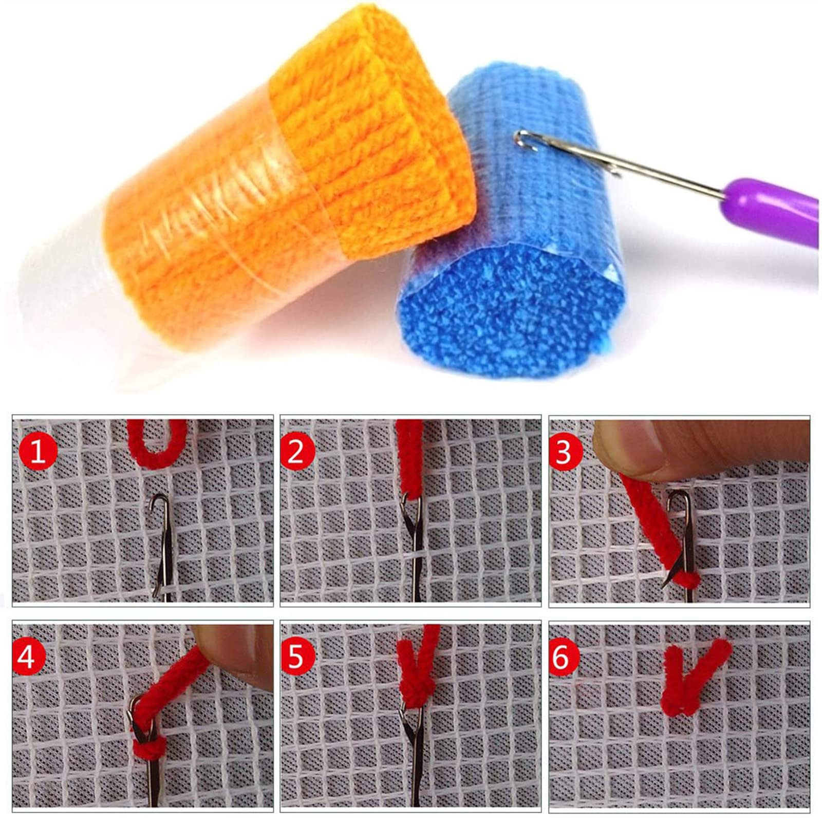 ShangGan Kit De Tapis De Crochet à Point Noué, Latch Hook Kit Tapis Avec Crochet à Loquet Bricolage Tapis, Création De Tapis à Crocher Pour Enfants Et Adultes, Point De Croix Tapisserie