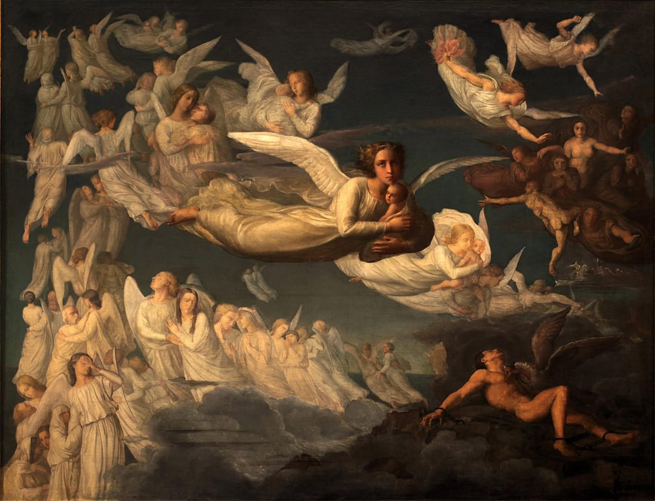 Pintura mural en lienzo de 60x90cm: obra vintage Poema del alma de Louis Janmot 5