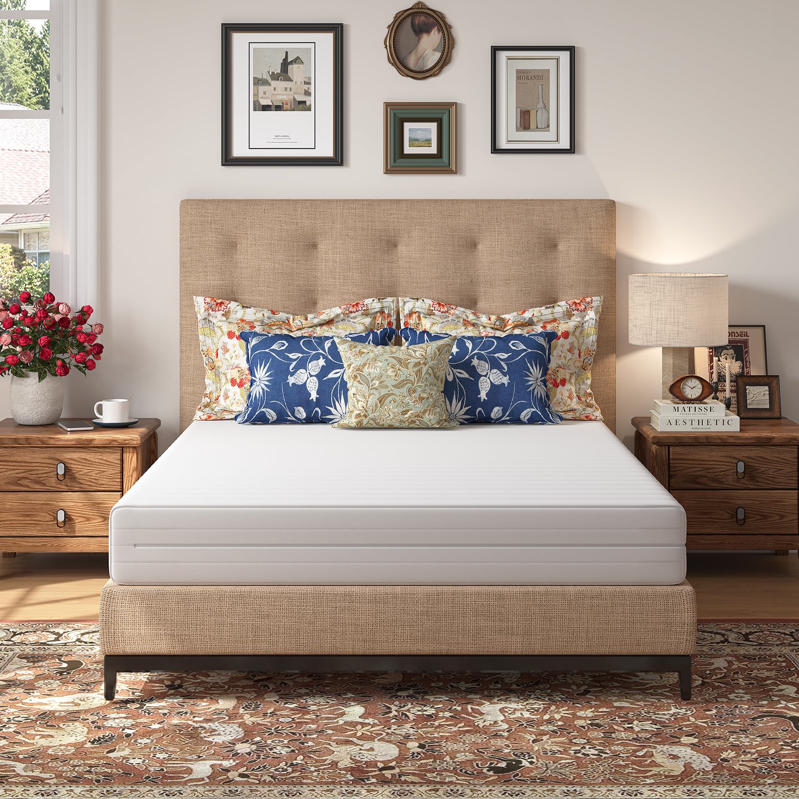 Novilla Matelas 90x190 cm, Matelas Mousse Haute Résilience de 14cm, Soutien Ergonomique sur 7 Zones avec Bords Renforcés, Confort Équilibré et Housse Amovible Lavable