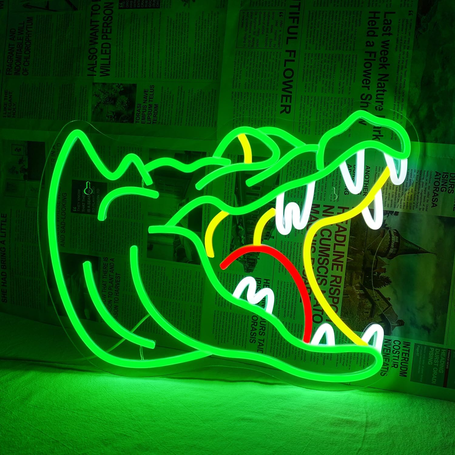 Alligator Neon Sign - Green Crocodile Neon Signs for Wall Decor Alligator Led Signs Alligator Decor USB Neon Light Up Sign for Bar,Club,Bedroom,Game Room,Living Room,Party,Restaurant