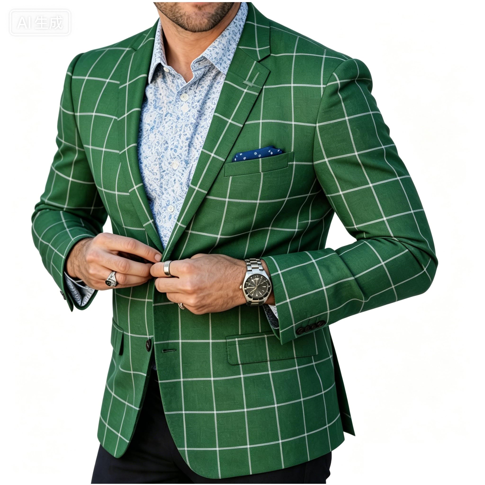 Wangyue Mens Plaid Blazer Checkered Blazer Jackets Slim Fit Suit Notched Lapel Two Button Jacket Casual Sports Coat