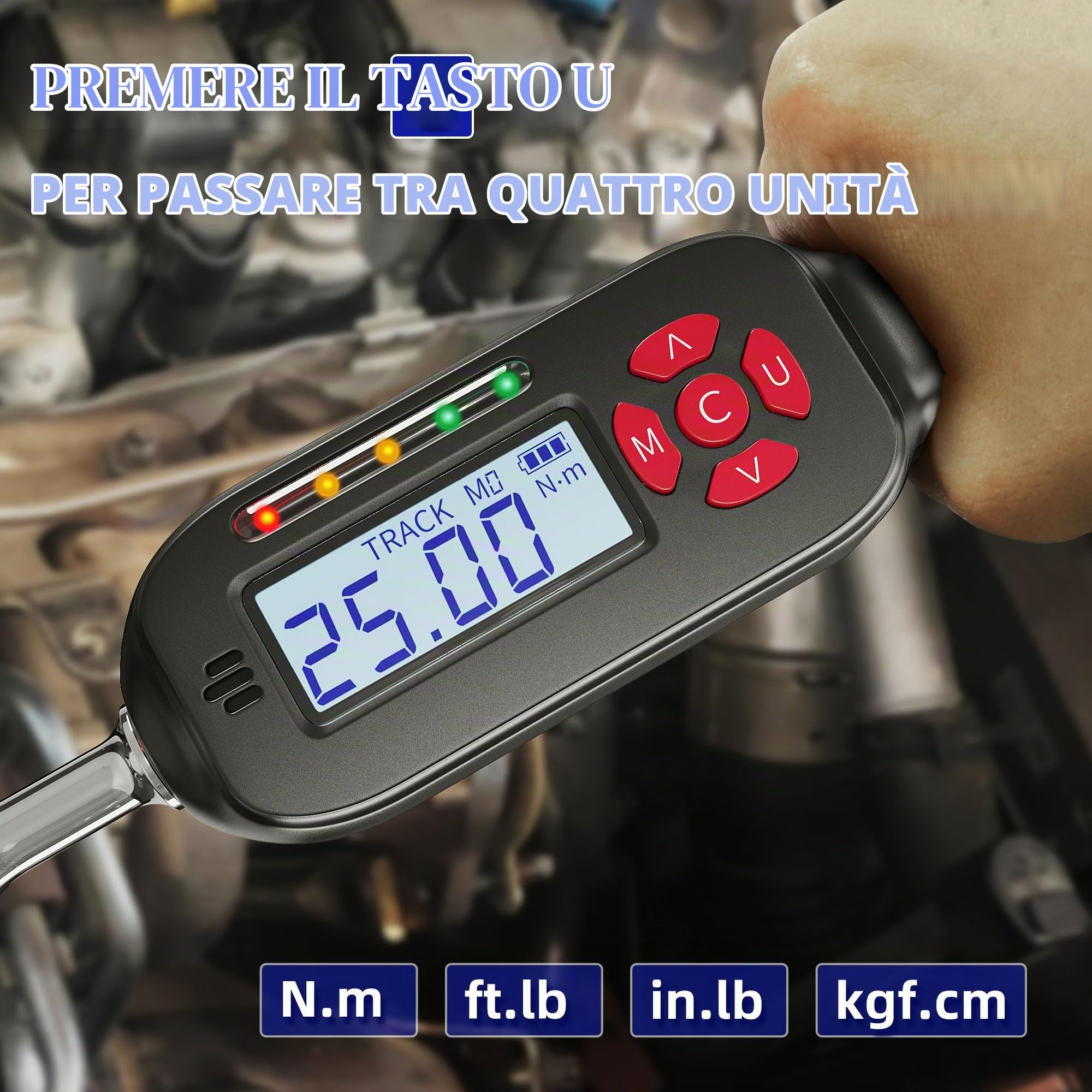 Chiave Dinamometrica Digitale 1/4'', 1.5-30Nm Chiave Dinamometrica Bici, Alta Precisione ± 2% con Memoria Preimpostata Buzzer E Indicatore LED per Bicicletta e Moto