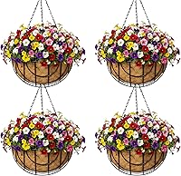 Vista 10 de Paquete de 4 macetas colgantes de metal de 8 pulgadas para exteriores, maceta colgante, soporte redondo y moderno, accesorio de jardín