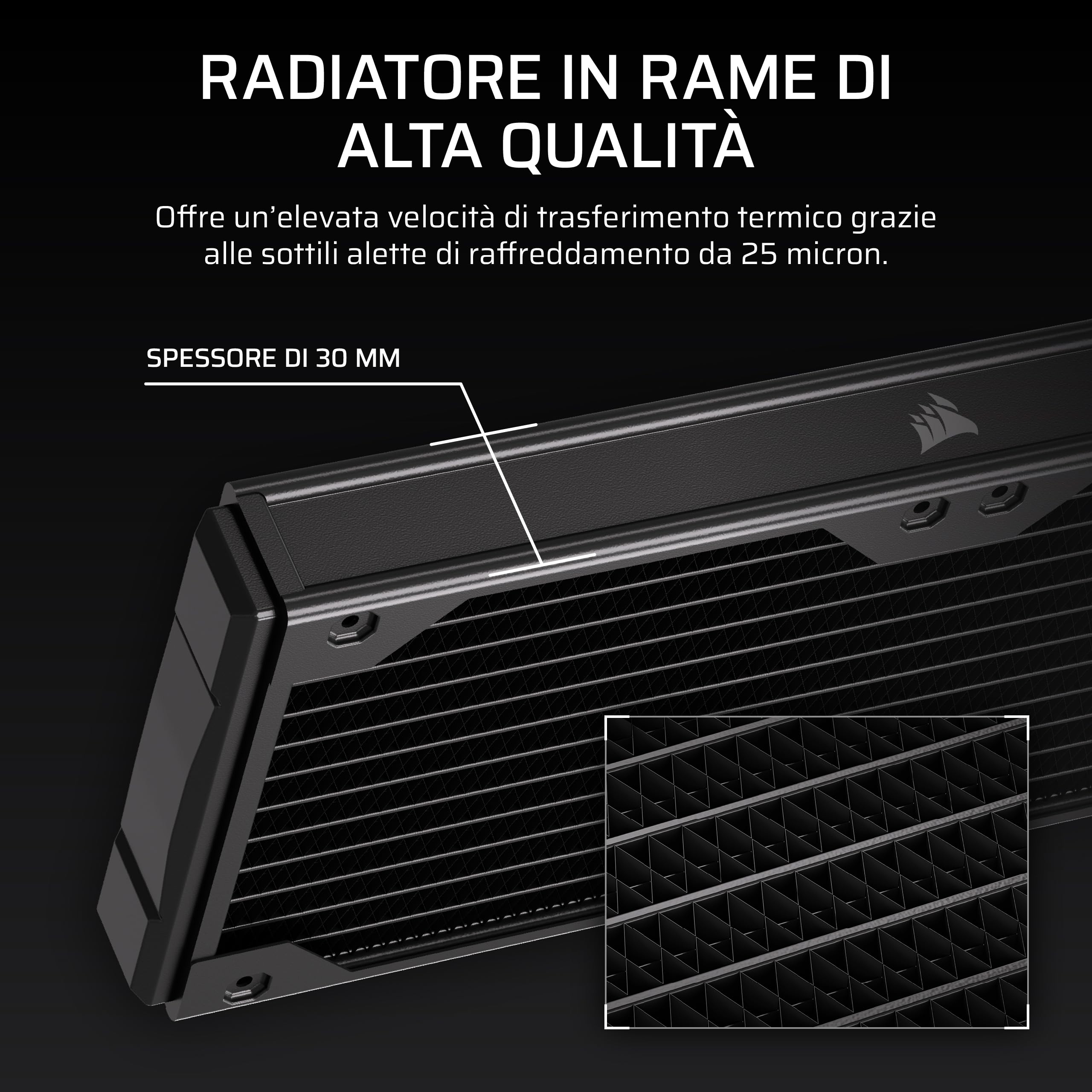 CORSAIR Hydro X Series XR5 da 420 mm V2 Radiatore per Raffreddamento ad Acqua Personalizzato – Compatibile con iCUE LINK – 3 Supporti per Ventole da 140 mm – Filettatura G1/4 di pollice – Nero