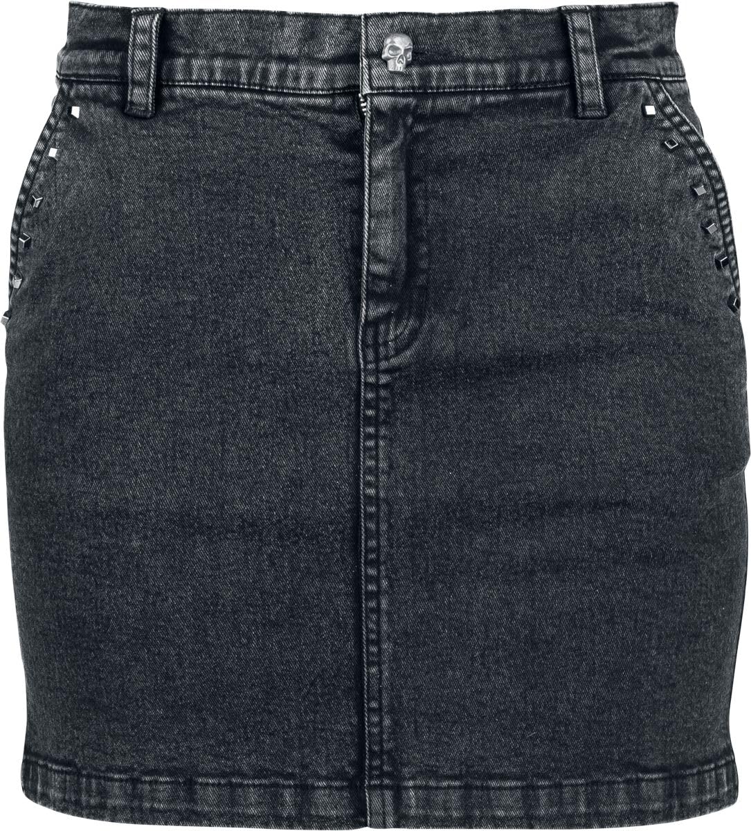 Rock Rebel by EMP Donna Gonna Corta Grigio Scuro con Borchie