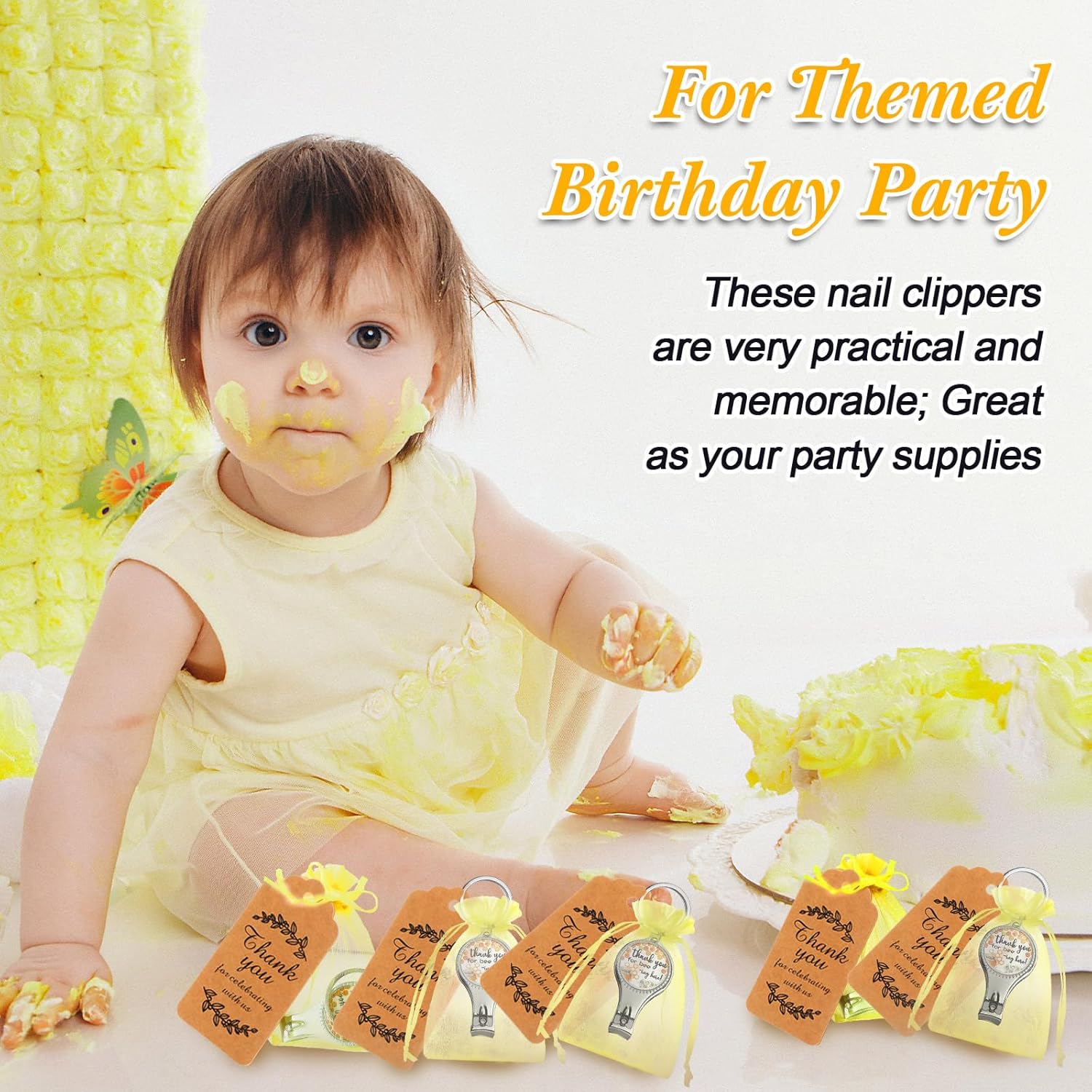 50 Sets Bottle Openers Baby Shower Return Favors for Guest Nail Clipper Bottle Opener Decorations with Thank You Tags Organza Bags for Baby Shower Gender Revel Party Souvenirs (Bee)