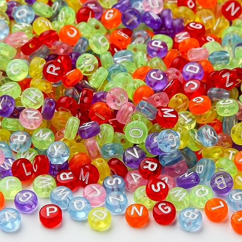 Vista 3 de CYEENUT - 200 cuentas de letras redondas de acrílico del alfabeto, cuentas de la letra Z, cuentas de color transparente, cuentas de una sola letra