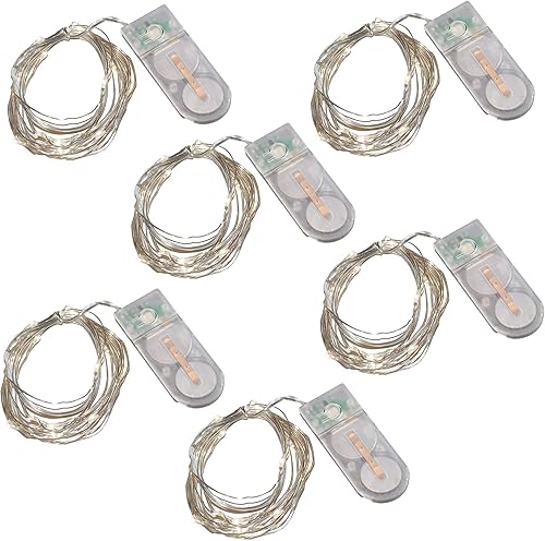 LumaBase Guirnalda de luces LED a pilas, color blanco frío, juego de 6