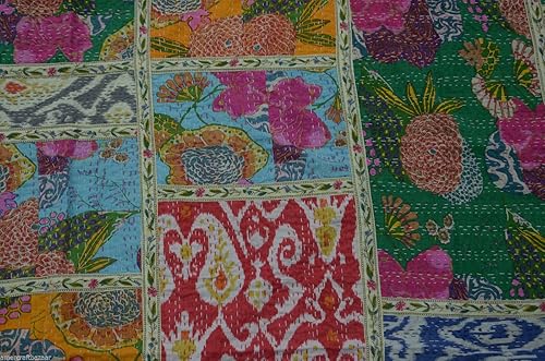 Miniatura 10 de V Vedant Designs Manta india hecha a mano de algodón Kantha Gudari (individual multicolor)