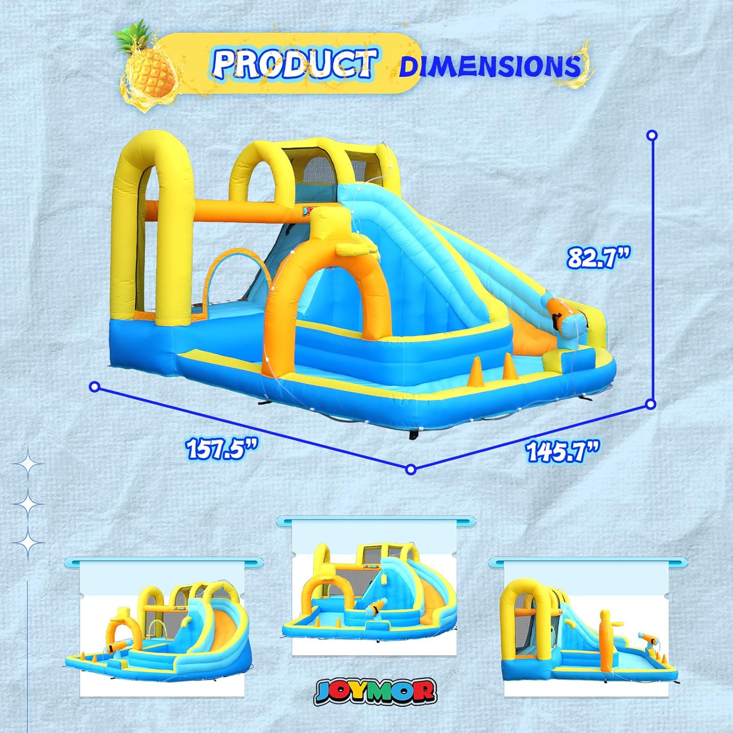 JOYMOR Inflatable Water Slide – Heavy Duty Bounce House with Deep Splash Pool & Blower – Inflatable Water Park for Backyard with Water Cannon, Sprinkler & Basketball Hoop – Outdoor Summer Fun for Kids