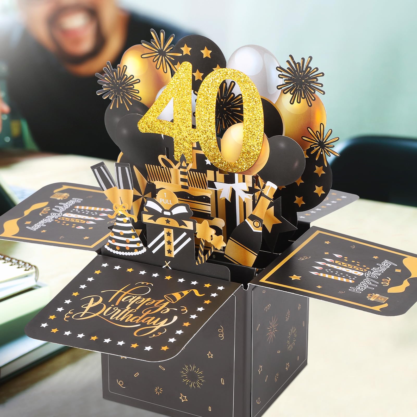 HOMANGA Biglietto pop-up per 40° compleanno, biglietto di auguri per il 40° compleanno per lei, donne, moglie, regalo per il 40° compleanno per sorella, mamma, amica, biglietto di auguri di compleanno
