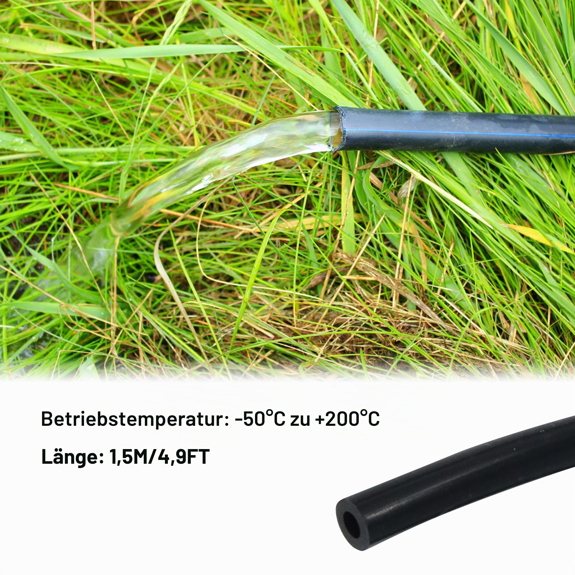 Silikonschlauch 12mm ID x 18mm OD 3mm Wandstärke 1,5 Meter Länge, flexibler Silikon-Gummischlauch, geeignet für Wasser und Luft, einsetzbar für Pumpen und Flüssigkeitstransport (Schwarz)