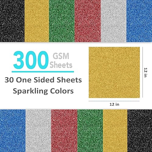 Miniatura 2 de SANZIX Cartulina dorada con purpurina de 12 x 12 pulgadas, 30 hojas, 110 libras, 300 GSM, papel con purpurina para Cricut, álbum de recortes,
