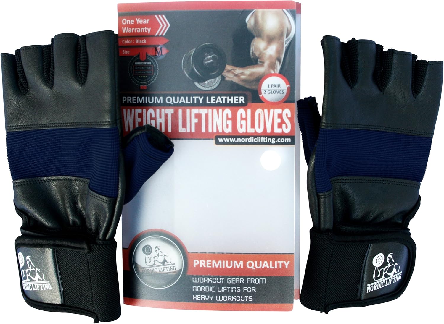 Nordic Lifting Weight Lifting Gloves with 12" Wrist Support for Gym Workout, Weightlifting, Fitness & Cross Training - The Best for Men & Women - Dark Blue - Small