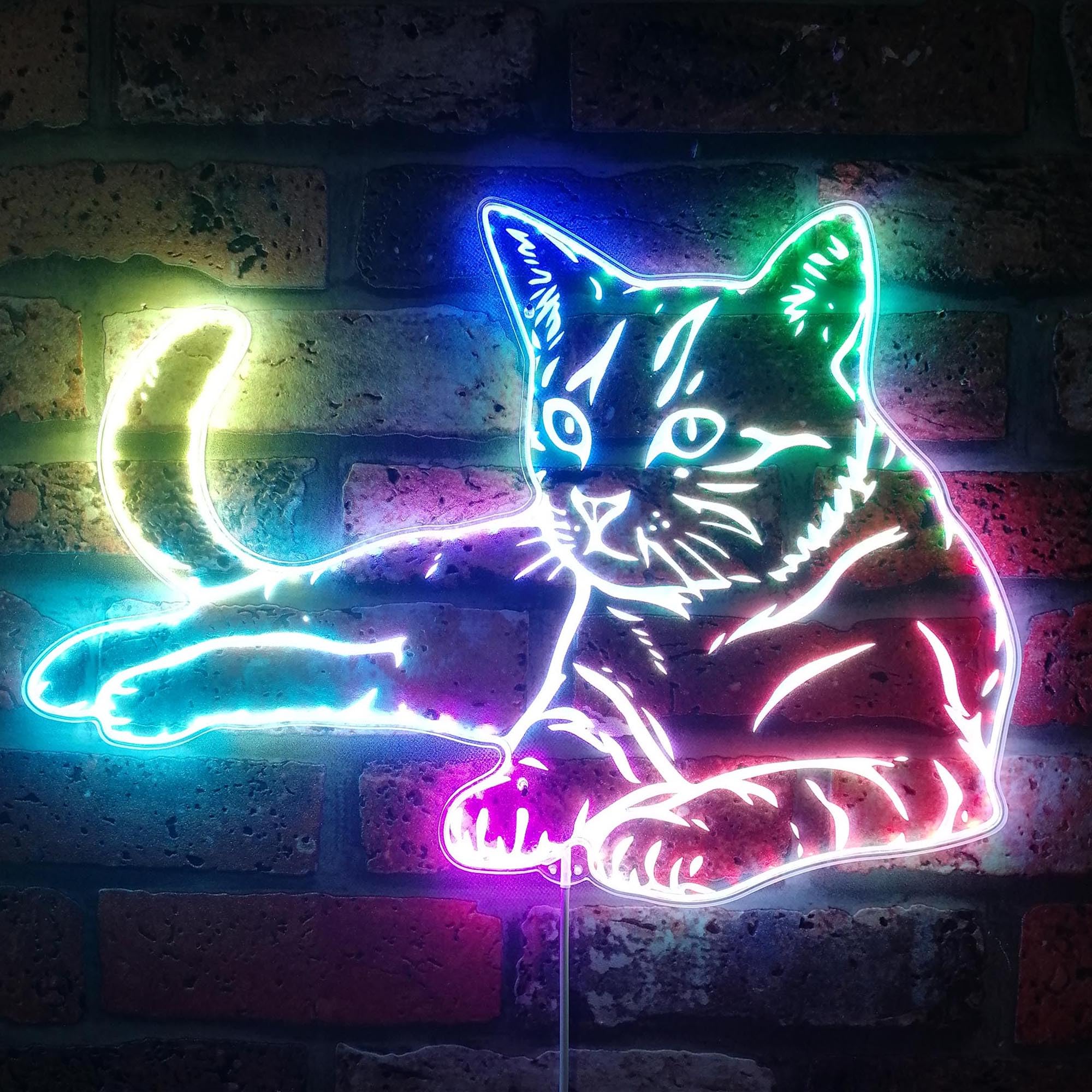 ADVPRO Family Cat RGB Dynamic Glam LED Sign - Cut-to-Edge Shape - Smart 3D Wall Decoration - Multicolor Dynamic Lighting st06s43-fnd-i0039-c โ image 1