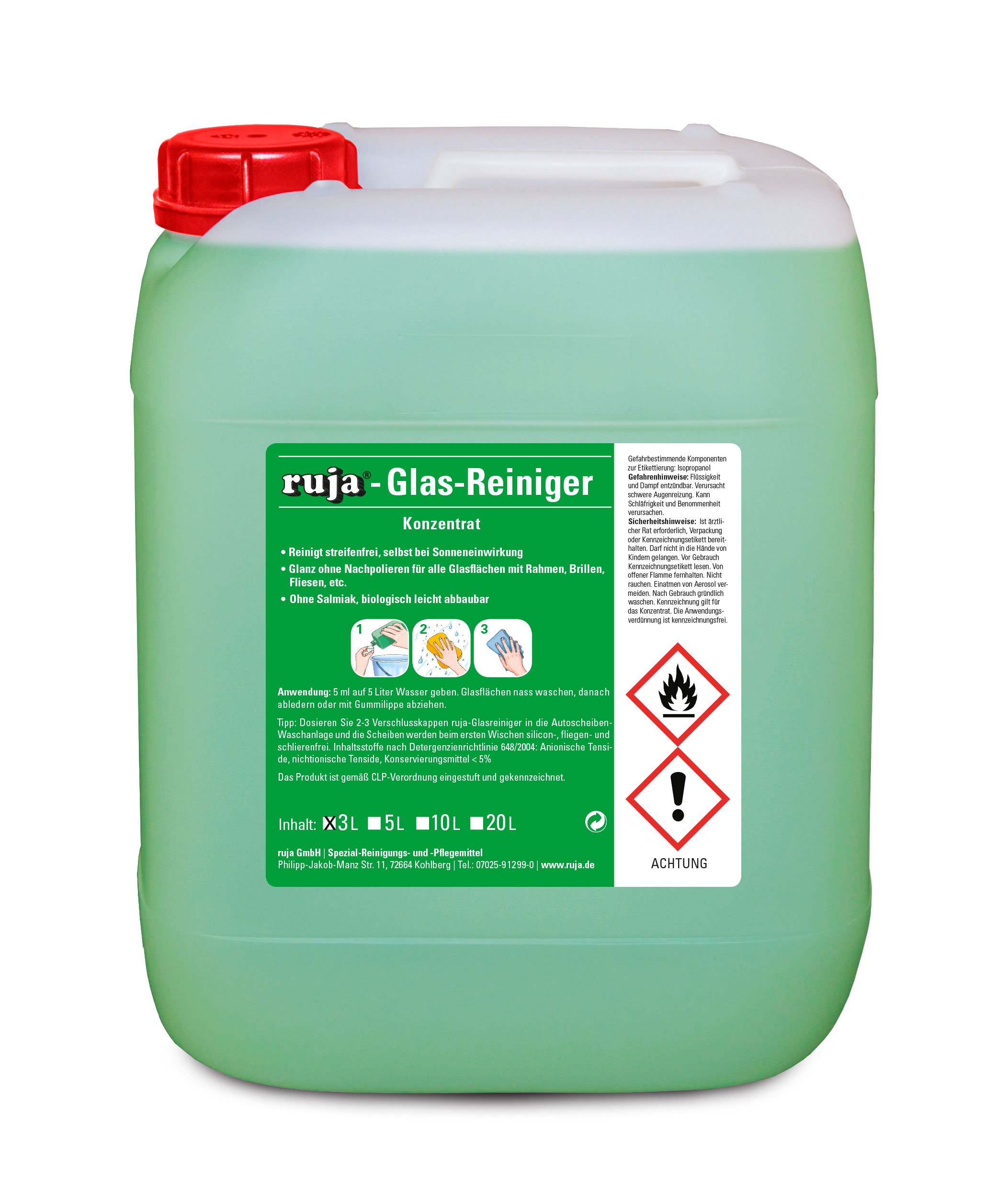 ruja Glasreiniger 3 Liter Kanister | inkl. Auslaufhahn