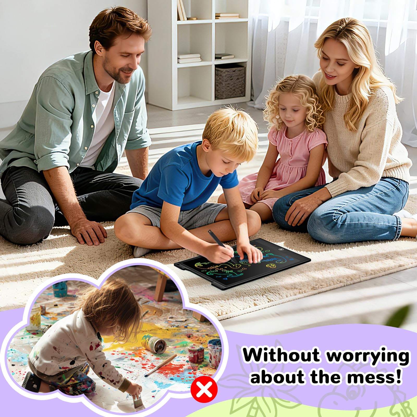 Tavoletta Grafica LCD Scrittura,PINKCAT 12 Pollici Lavagna da Disegno Digitale Portatile Ewriter Cancellabile Disegno Pad Writing Tablet per Bambini Adulti della Casa Scuola Esterno Ufficio