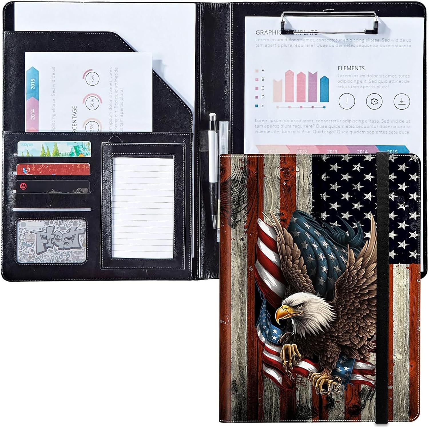 Padfolio/Portfolio Folder Clipboard,I can do all things through christ Personalized Leather Portfolio Padfolio for Men Women W/Resume Document Organizer Letter Size A4 Writing Pad Business Card Holder