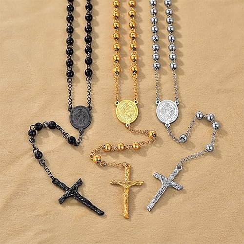 Miniatura 6 de ChainsProMax Collar con rosario de Virgen MaríaSan Cristóbal y San Miguel para mujer, foto personalizadatexto disponible-Envía caja de regalo