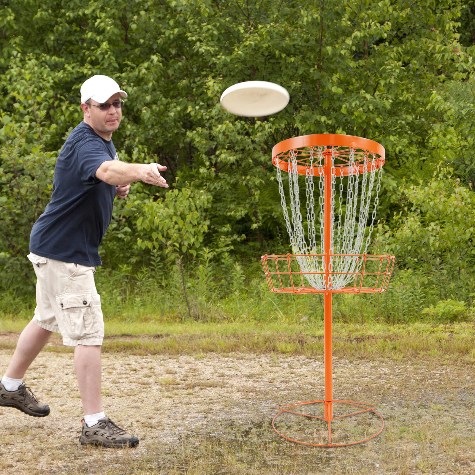 Cesta de disco de golf (24 canales, objetivo de golf de disco portátil, red de entrenamiento frisbee acero hierro, cesta práctica jardín parque camping fácil instalación exterior interior