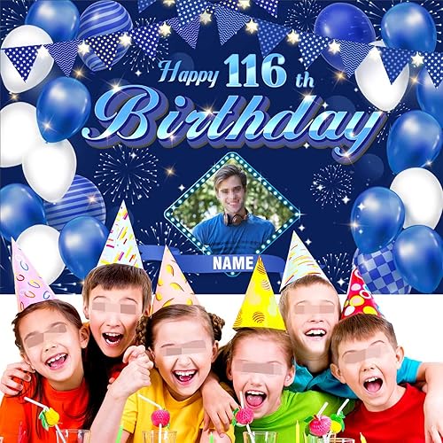 Vista 64 de Cartel personalizado de decoración de cumpleaños número 116 con temática de castillo y princesa, pancarta de tela personalizada para suministros