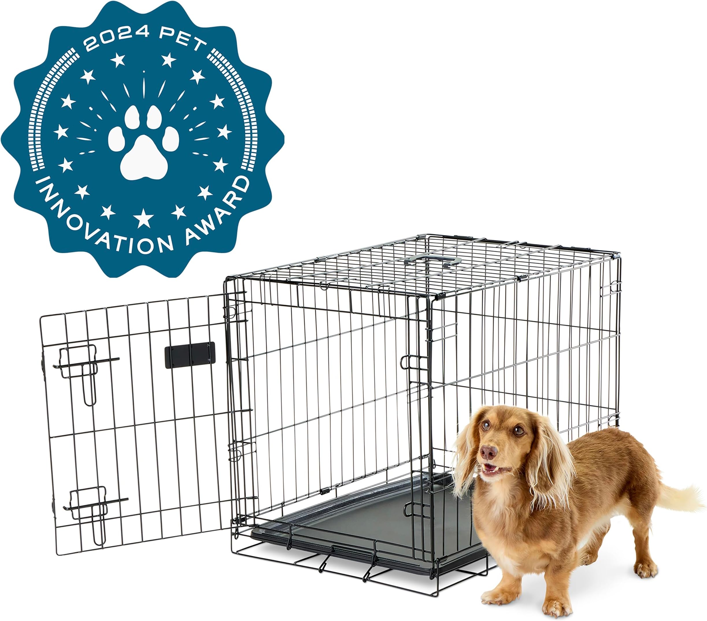 SECURE AND FOLDABLE Single Door Metal Dog Crate, Small, 24.0"L x 18.0"W x 19.0"H