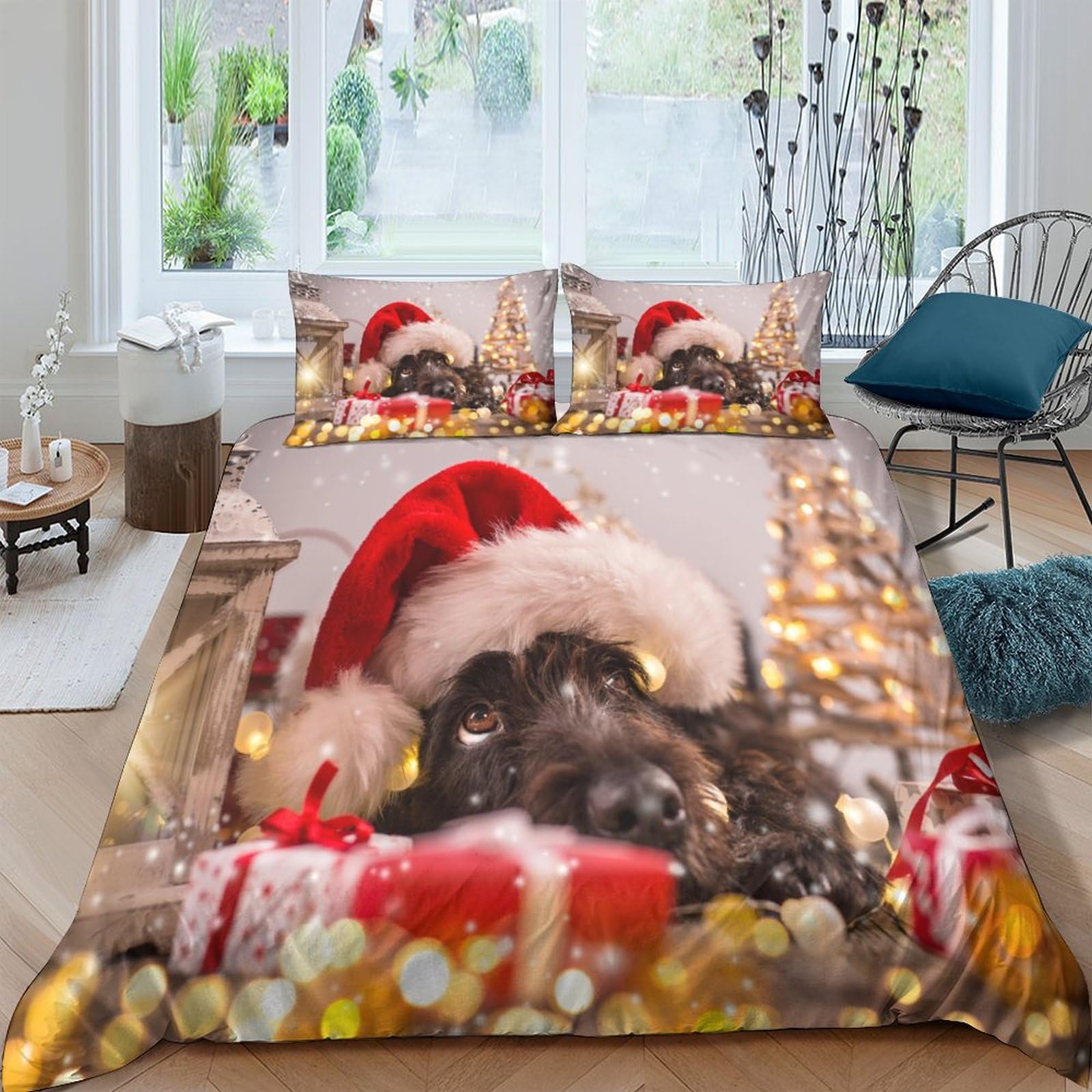 Housse de couette Noël en microfibre 200x200 pour chambre chaleureuse