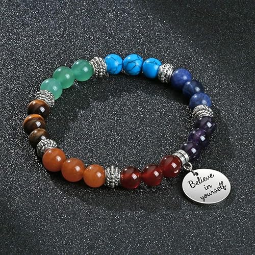 Miniatura 3 de Top Plaza Pulsera de cuentas de 7 chakras para yoga, reiki, cristales curativos, pulsera de cuentas de piedras preciosas de amistad, pulsera