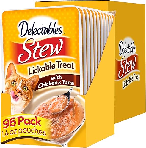 Hartz Delectables - Golosina para lamer pollo y atún para gatos, 1.4 onzas, 12 unidades (paquete de 8)