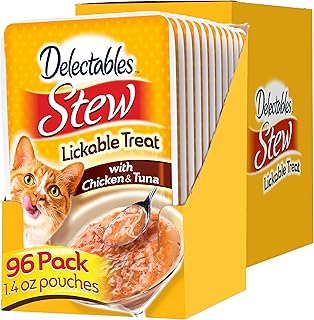Hartz Delectables Stew Chicken & Tuna Lickable Cat Treat, 1.4 Ounce - 12 Count (Pack of 8)