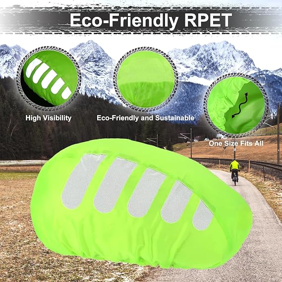 2Pcs Reflective Bike Helmet Rain Cover 2 Elastic Cycling Strap Wristbands