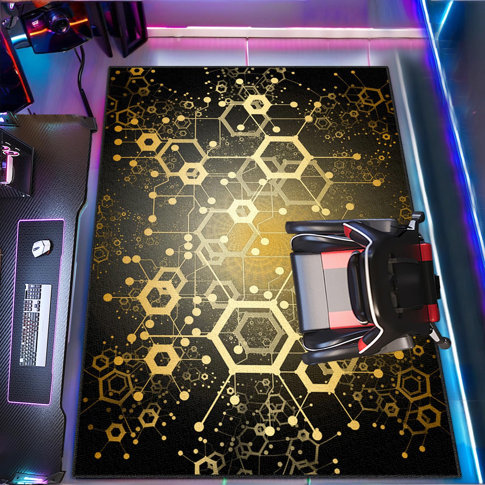 Decoration chambre gaming avec un tapis lavable pour ado garçon