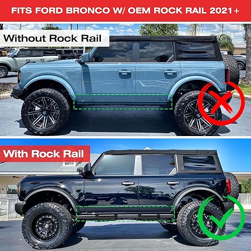 Miniatura 5 de Estribos laterales compatibles con Ford Bronco 2021-2024 (para Bronco con riel de roca OEM, accesorios para Ford Bronco 2021 2022 2023 2024, riel de