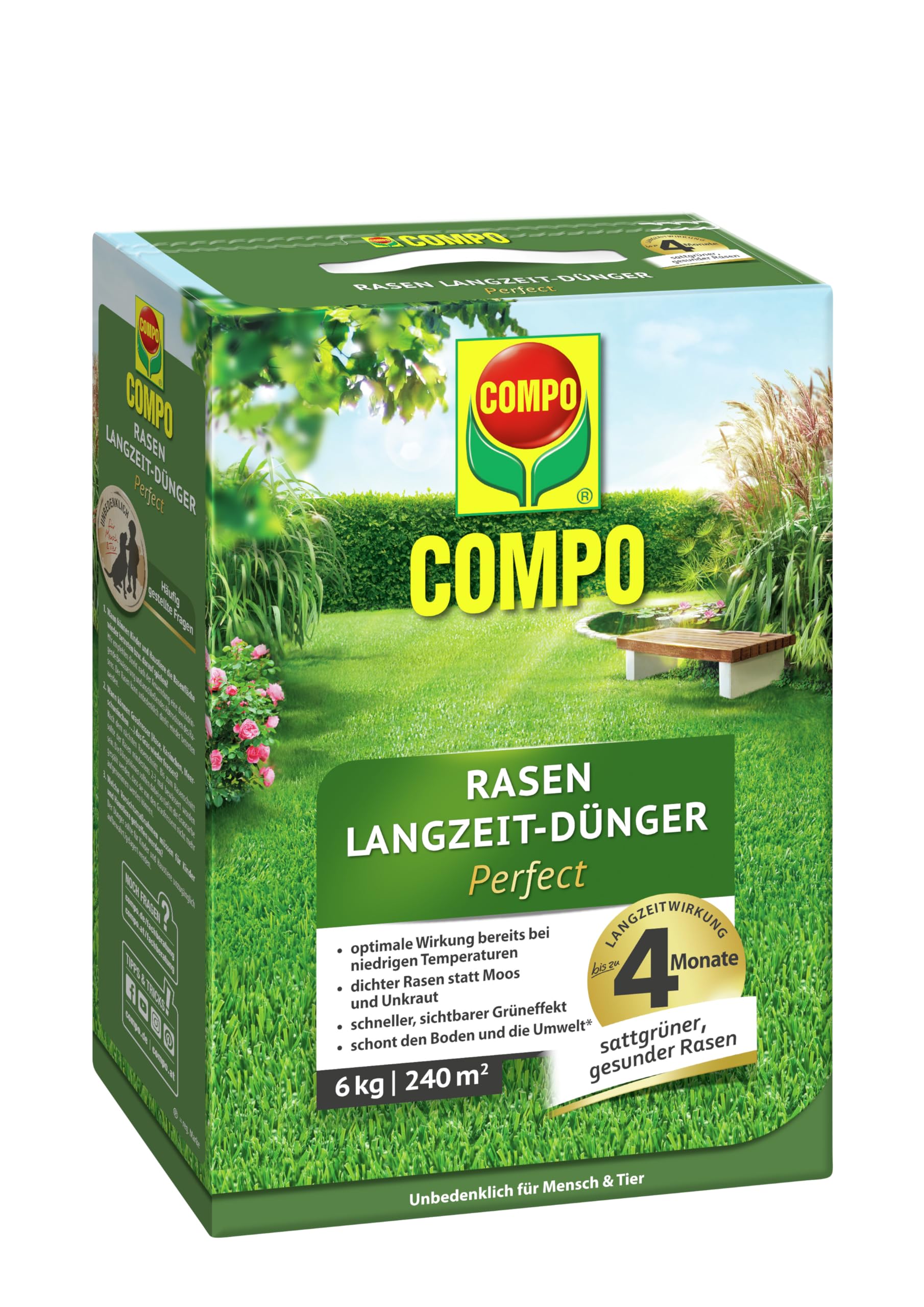 COMPO Rasen Langzeit-Dünger Perfect 6 kg Rasen Langzeit-Dünger Perfect 6kg für 240m²