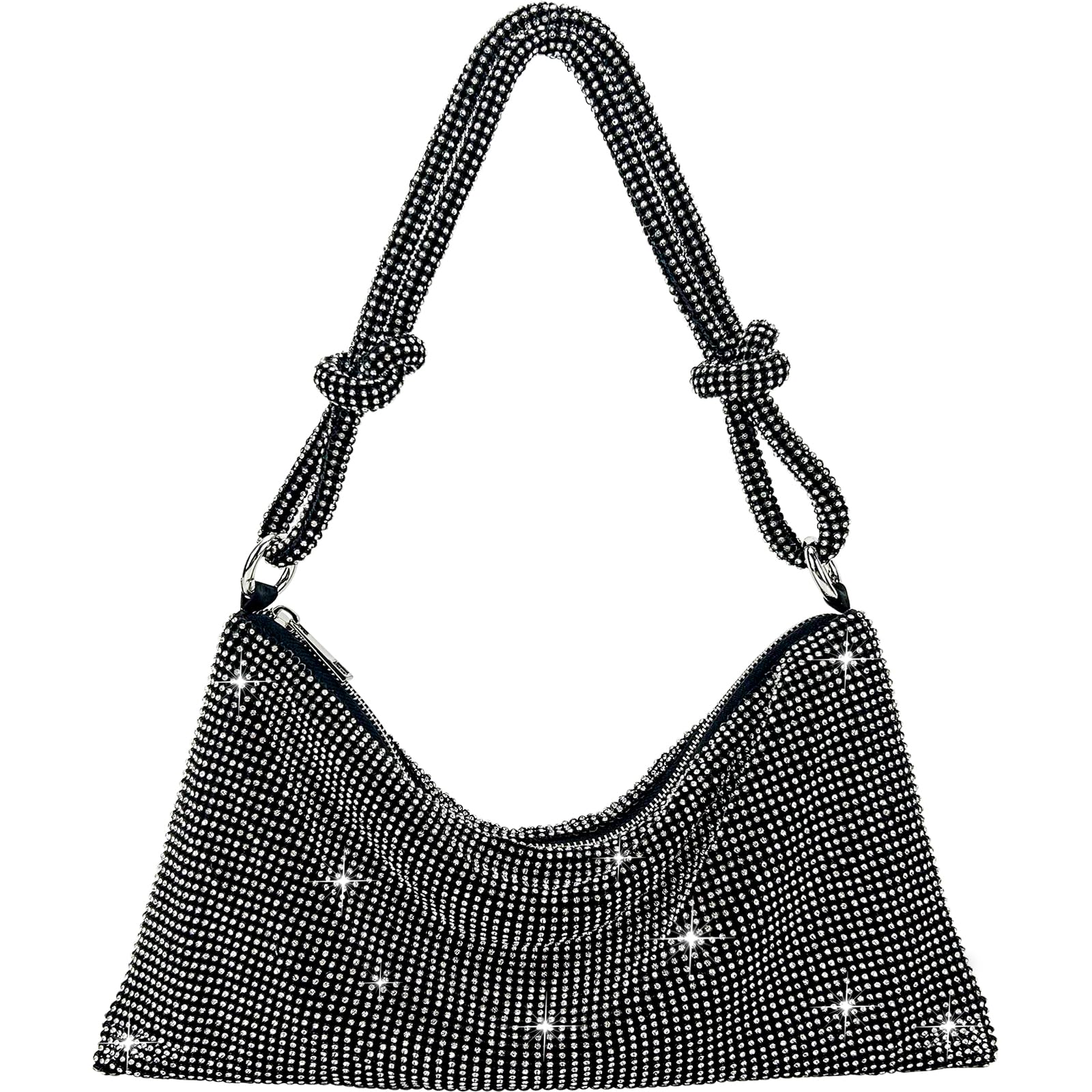 TOPALLRhinestone Purse Sparkly Bag Silver Diamond Purses for Women Upgrade Evening Prom Rhinestone Handbag Hobo Bag