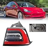 Dasbecan 3Pin Passenger Side Rear Tail Light Compatible With 2017-2023 Tesla Model 3 Outer Right Side Brake LED Tail Lamp Replaces# 1077398-00-G 1077398 (Red Signal)