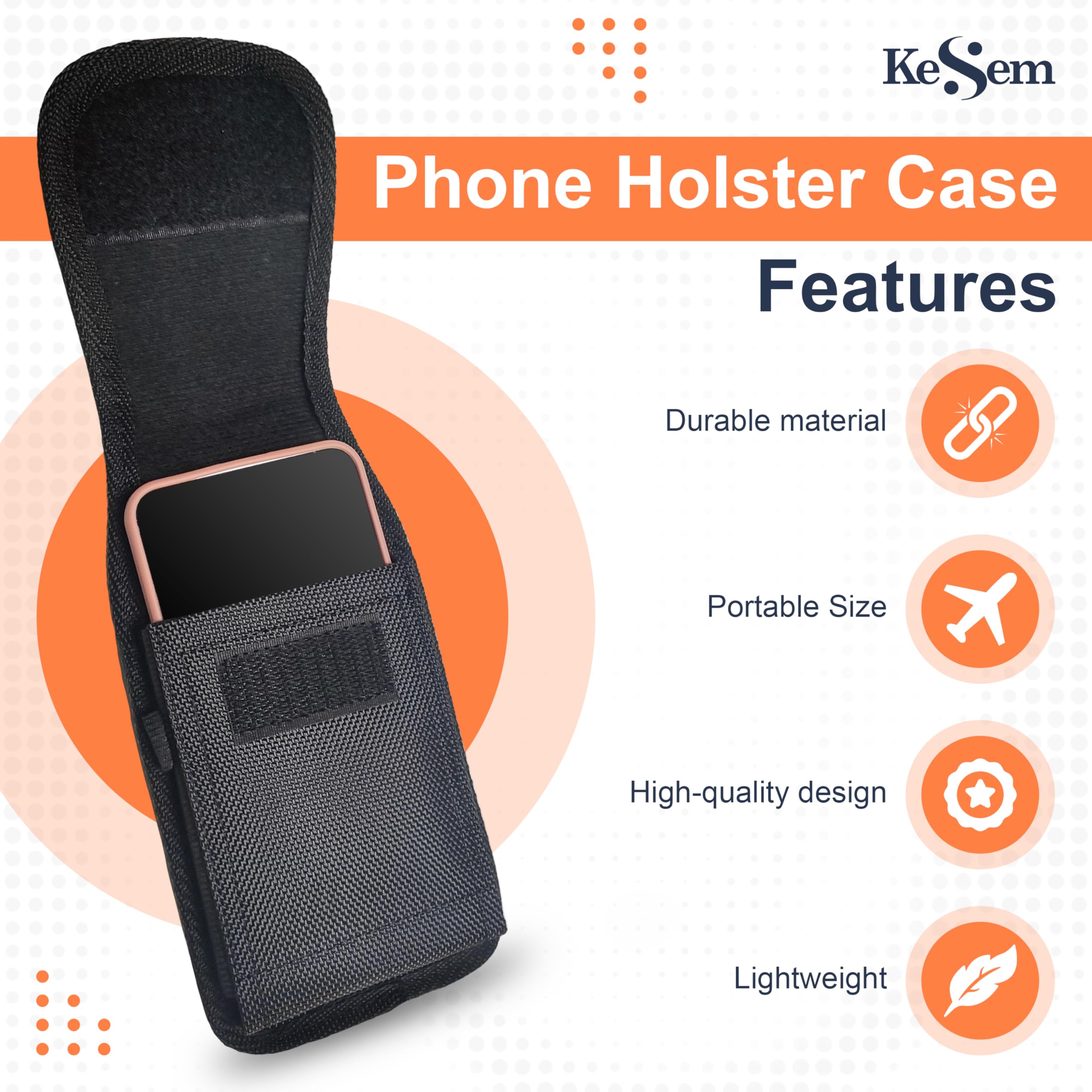 Funda de nailon para teléfono celular con clip para cinturón, bolsa universal grande con tapa para iPhone 14 13 Pro Max, soporte para Galaxy S24 Ultra