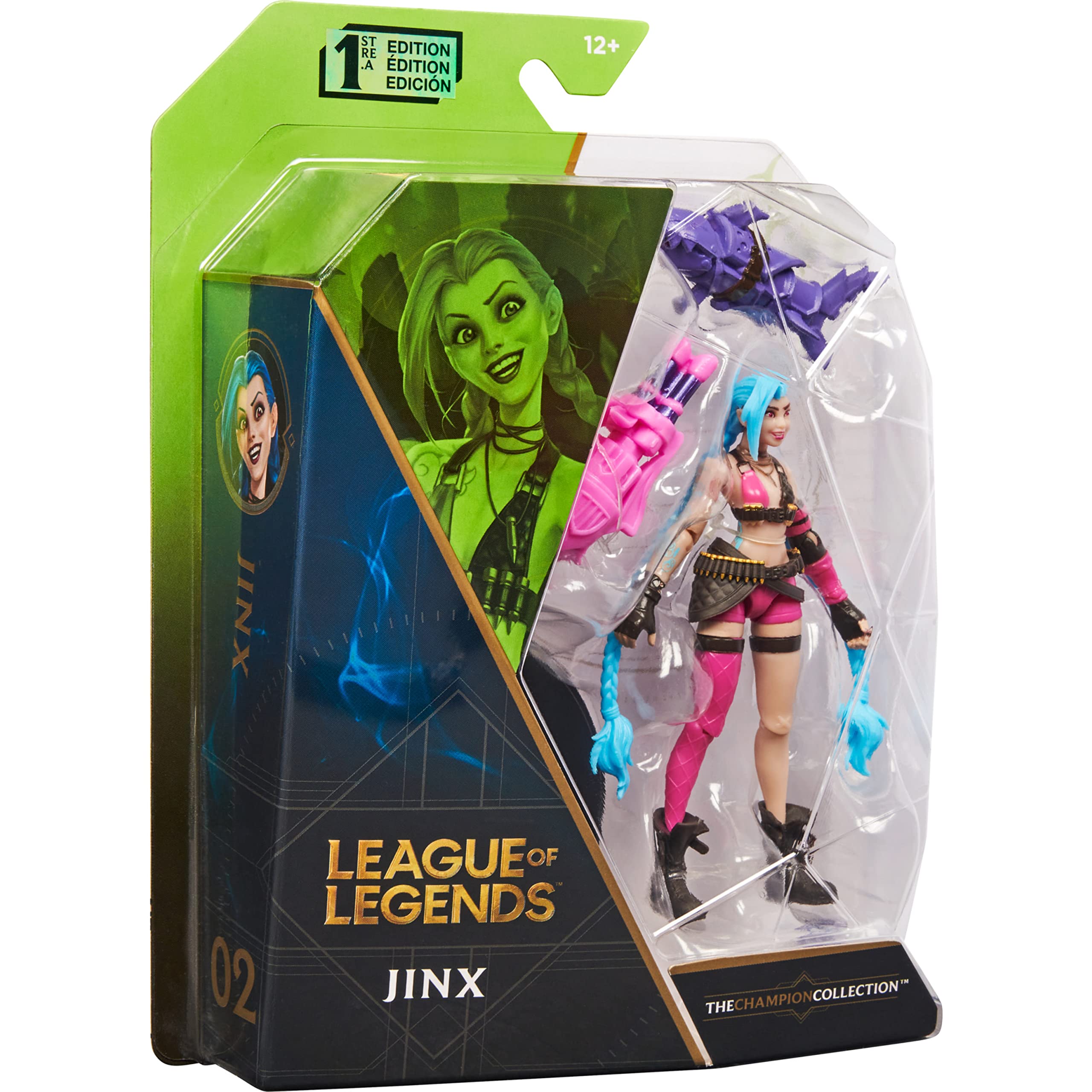League of Legends, Official 4Inch Jinx Collectible Figure with Premium