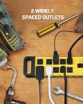 DEWENWILS 10-Outlet Bande de puissance du protecteur de surpression métallique avec 15Ft Cordon, prise plate, 15A Disjoncteur, 1440Joules, Bande de puissance industrielle lourde pour garage, atelier, mur, UL Inscrit
