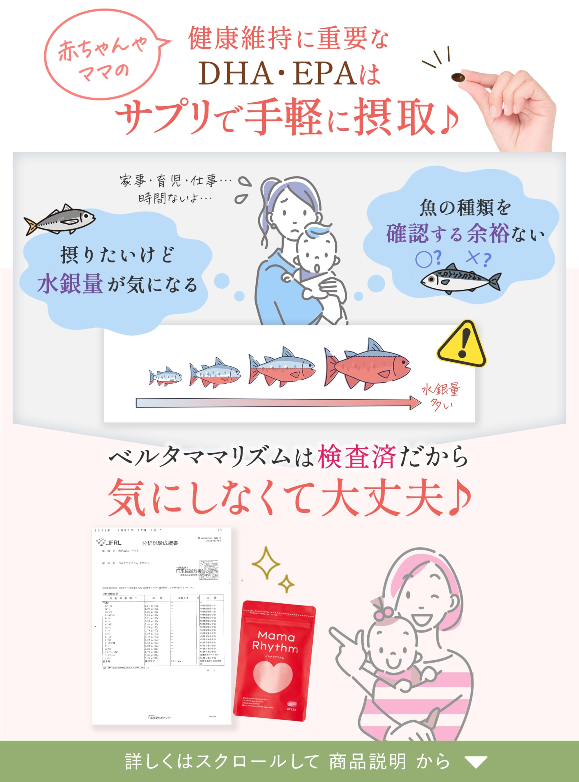 Amazon | 【産後・授乳中ママのためのサプリ】葉酸 340μg DHA EPA 鉄 