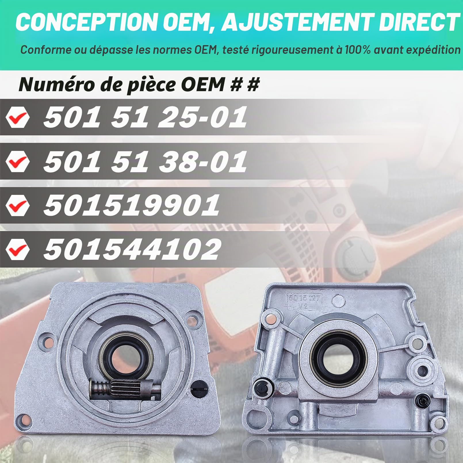 Adefol Pompe à huile Tuyau de filtre à huile Vis sans fin Kit pour Husqvarna 61 66 266 XP 268 272 272XP Tronçonneuse Avec Roulement à aiguilles Pignon de jante