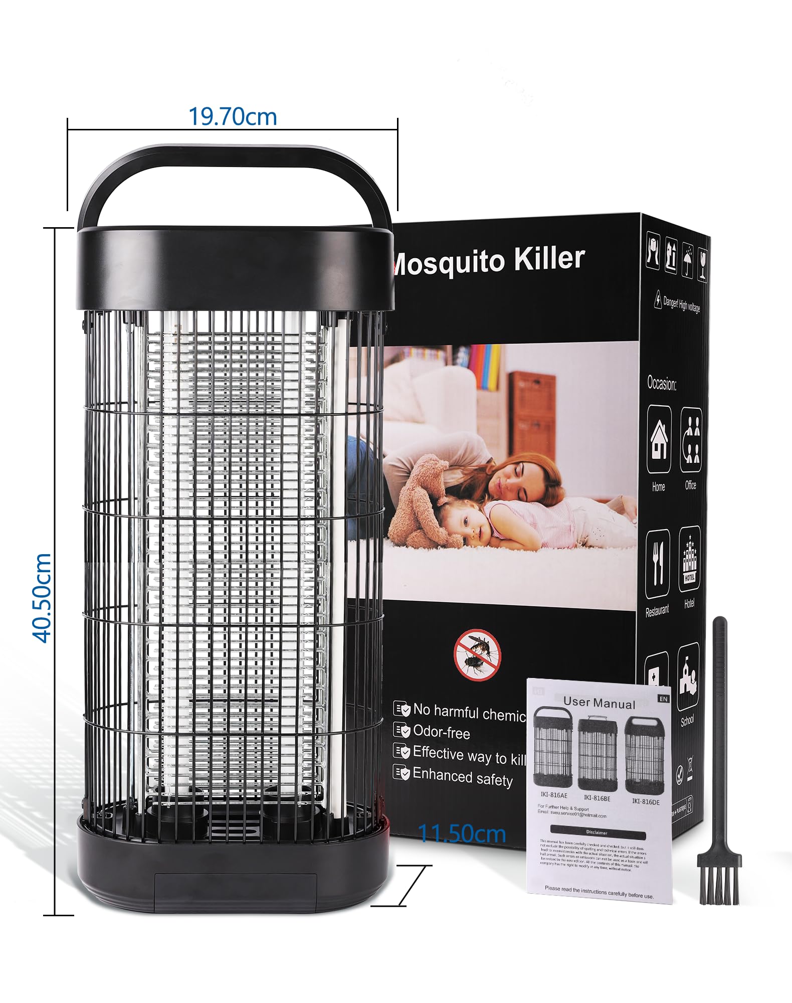 Insektenvernichter Elektrisch 22W - UV Mückenlampe für Innenräume, Effektive Insektenfalle für Schlafzimmer, Küche und Büro, 100 m² Wirkungsbereich (Schwarz) (Packung mit 2)