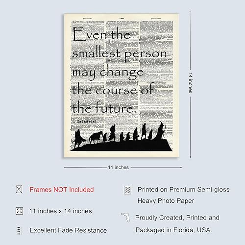 Miniatura 9 de Lord of the Rings Art, J.R.R. Tolkien Quote Poster, Dictionary Art Print, Inspirational Quote, LOTR Galadriel Quote "Even The Smallest Person..."